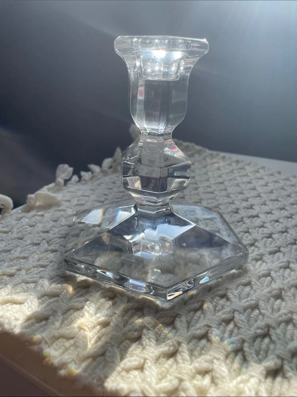 VTG VAL ST LAMBERT CRYSTAL CANDLEHOLDER